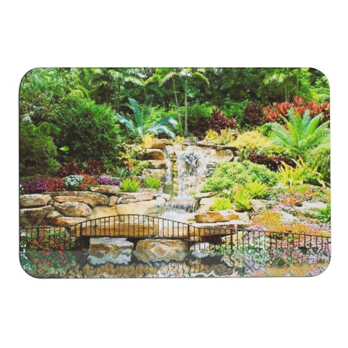 Tropical Waterfall Design Diatomaceous Earth Bath Mat | Ships from USA