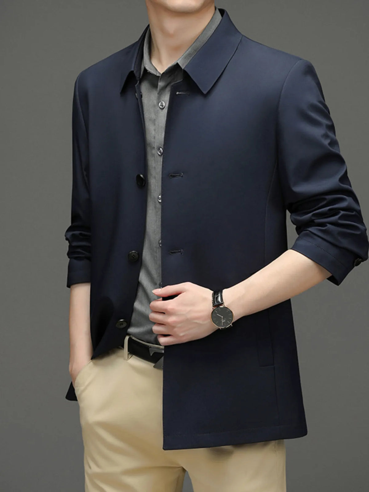 Men's Button Up Long Sleeve Jacket