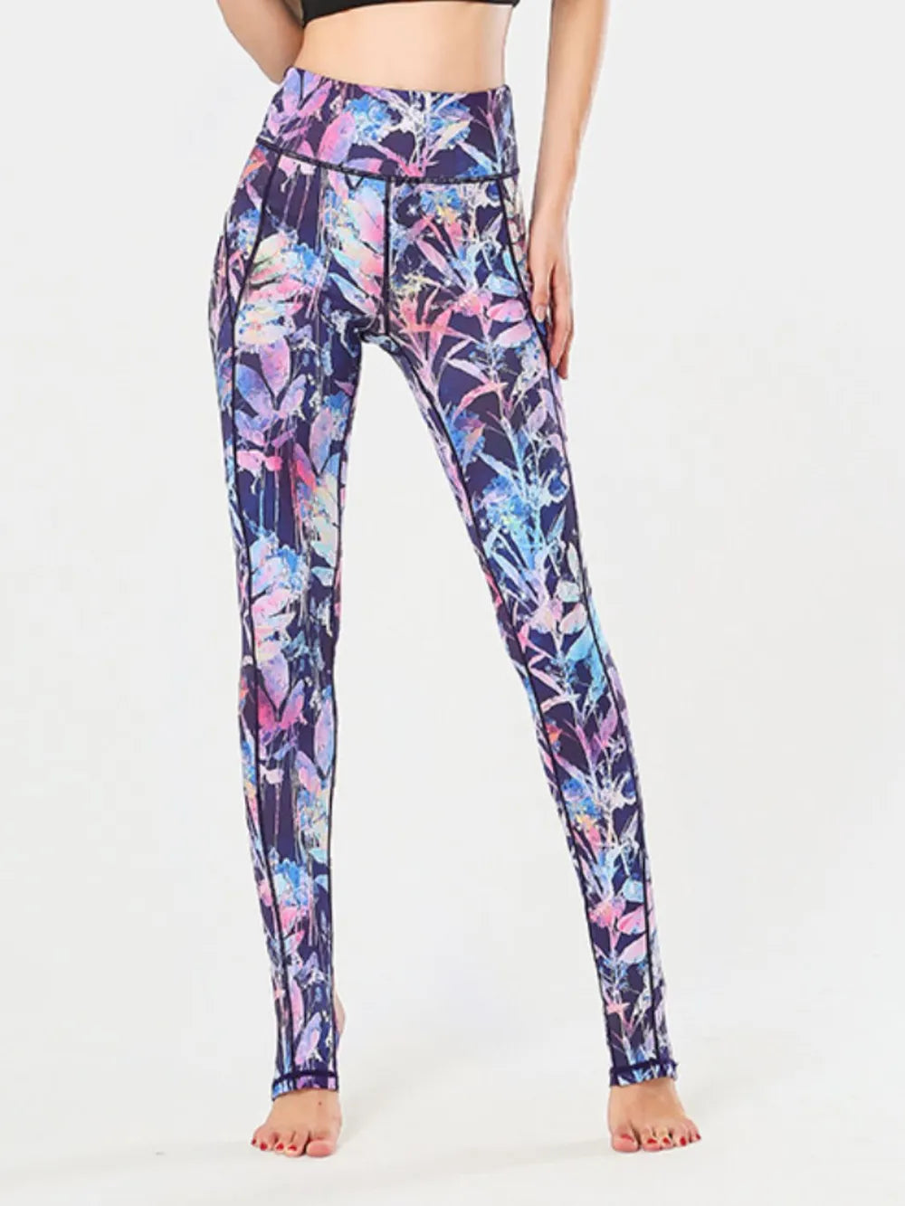 Leggings estampados con estribos y cintura ancha para deporte