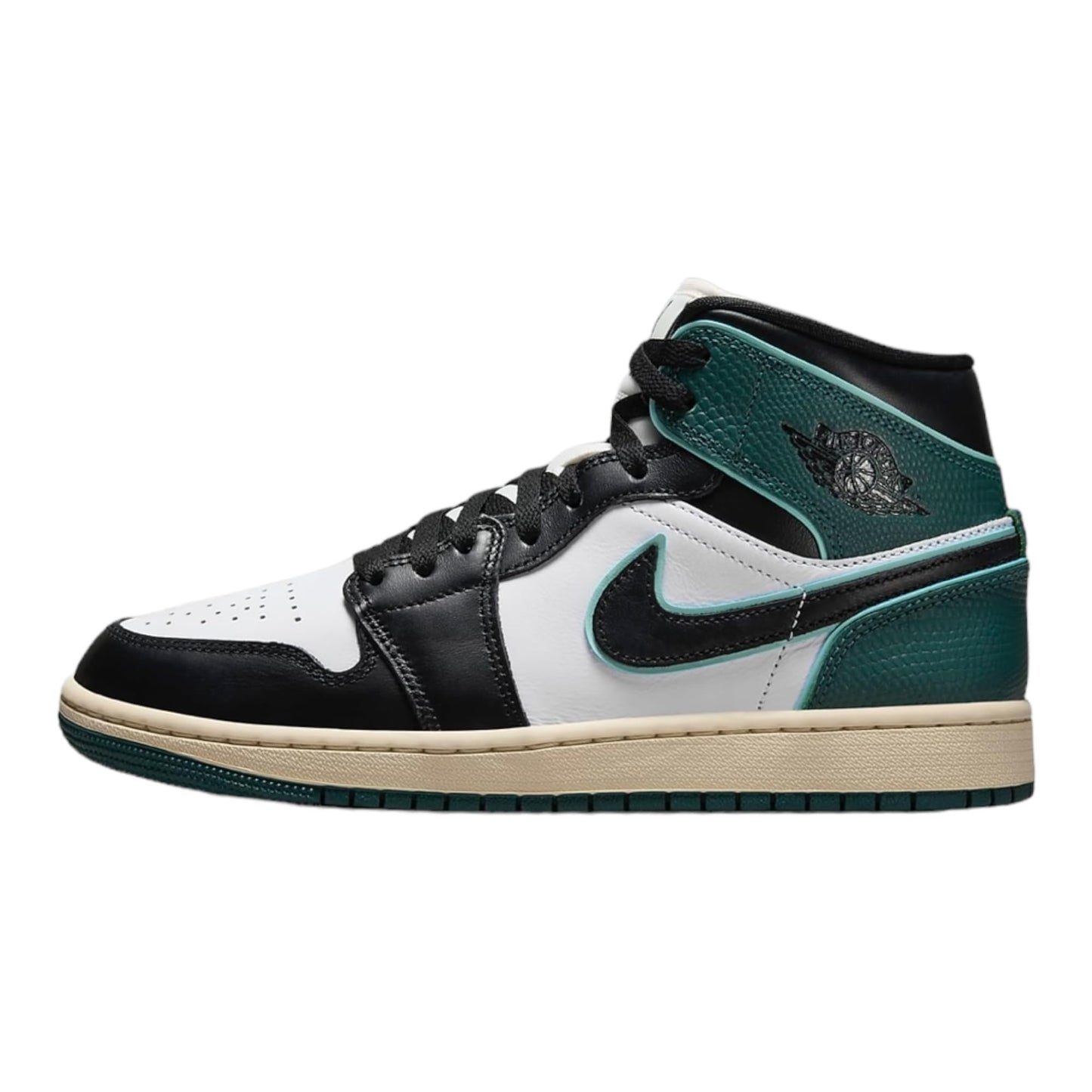 Jordan Nike Air 1 Mid Womens White/Black-Light Dew FQ7818-100 9