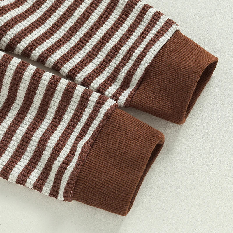 Striped Pocket Sweatshirt Lace-up Sweatpants Children Suit