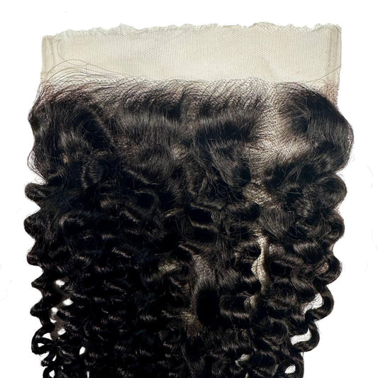 Cierre de cabello humano Kinky Curly 7x7 con encaje HD