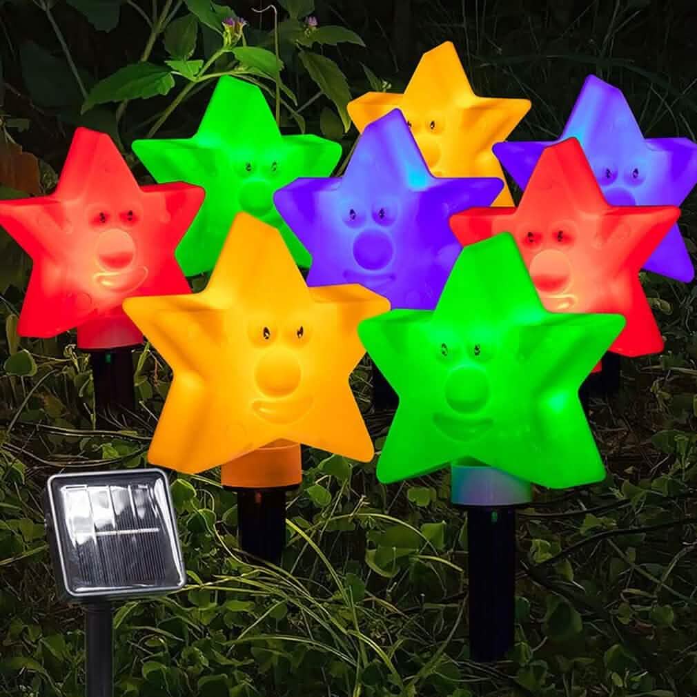 8-Pack: Solar Powered Star Lights 8 Modes Landscape Pathway Stake Lights