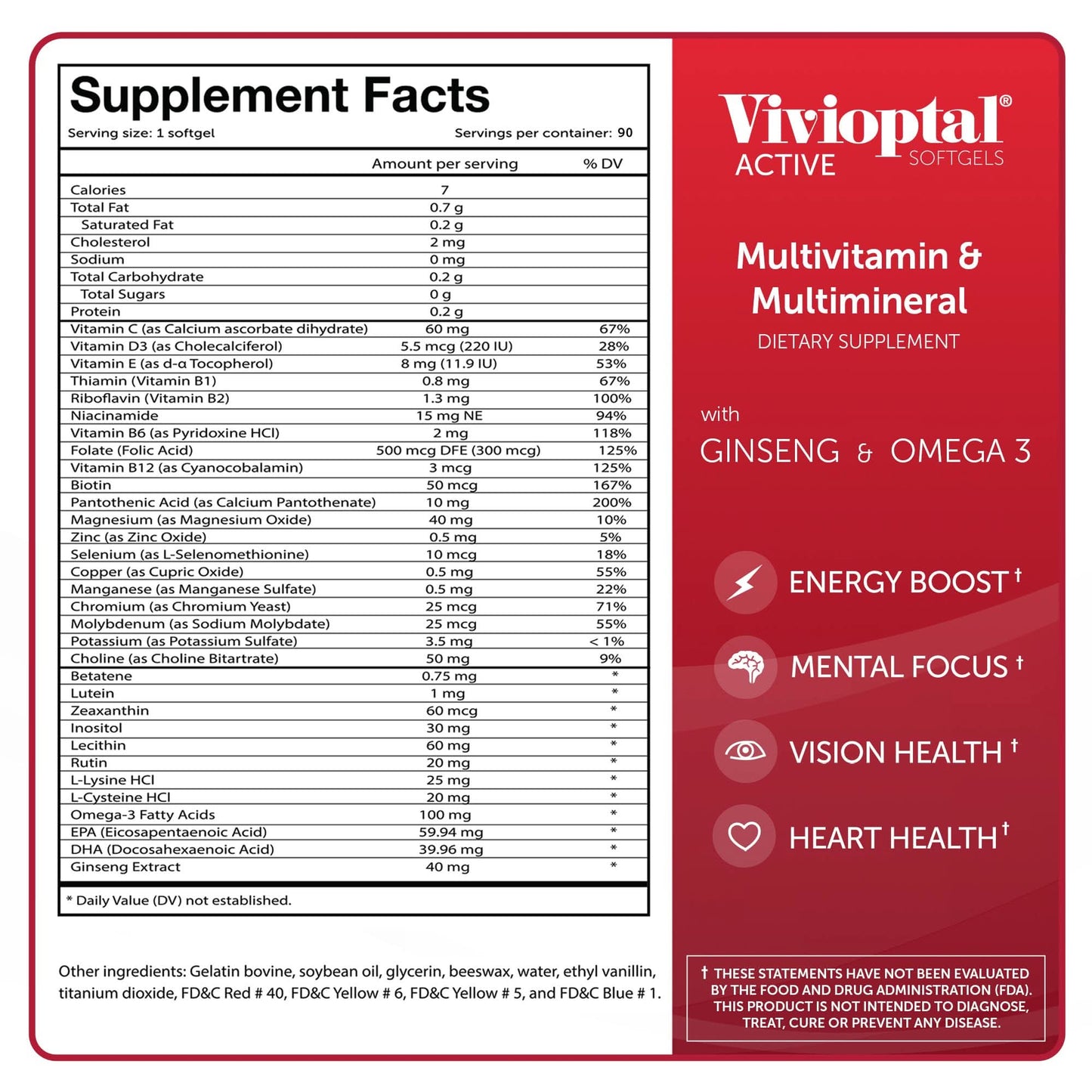 Vivioptal ACTIVE Multivitamin & Multimineral Supplement - 1 Year Supply