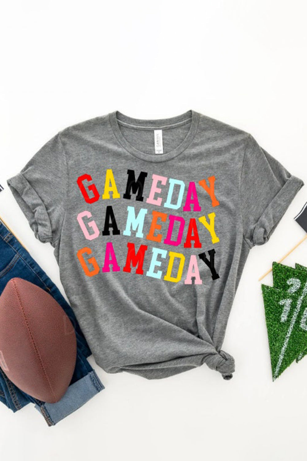 Camiseta Gráfica Cuello Redondo DÍA DE JUEGO Gris Colorida