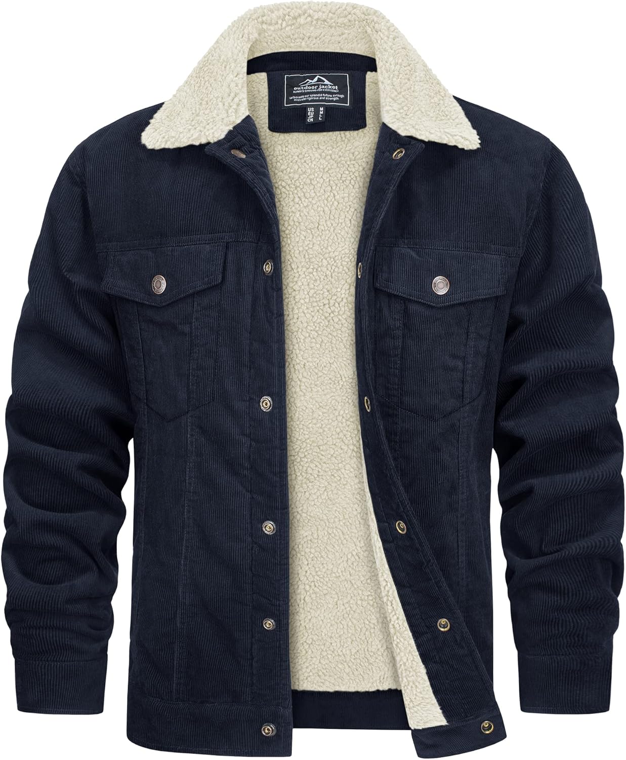 Chaqueta de pana para hombre 7DAY'S, abrigo de invierno forrado de borreguillo, chaqueta de algodón cálida informal tipo camionero con múltiples bolsillos