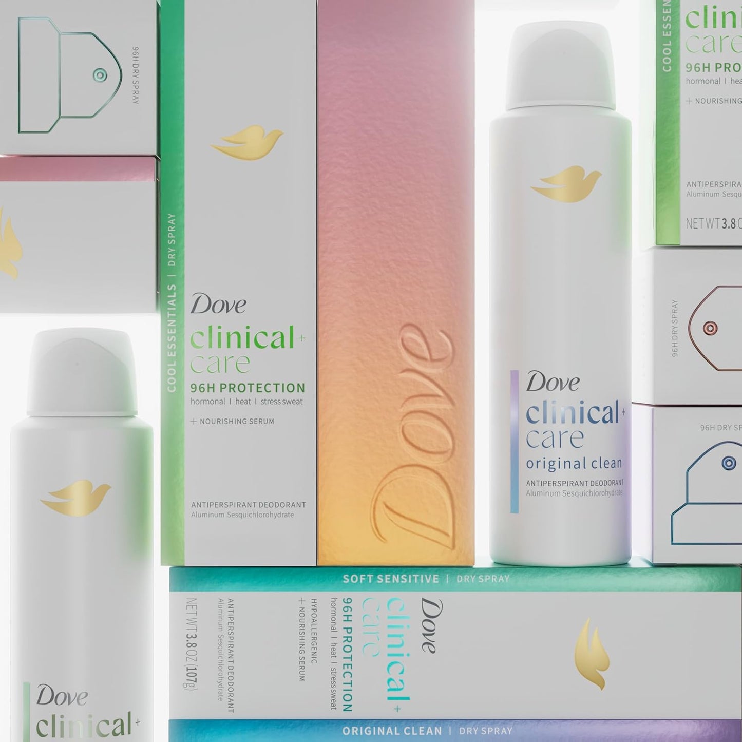 Dove Clinical + Care Antiperspirant Deodorant Dry Spray for Women Original Clean with Nourishing Serum 3.8 oz