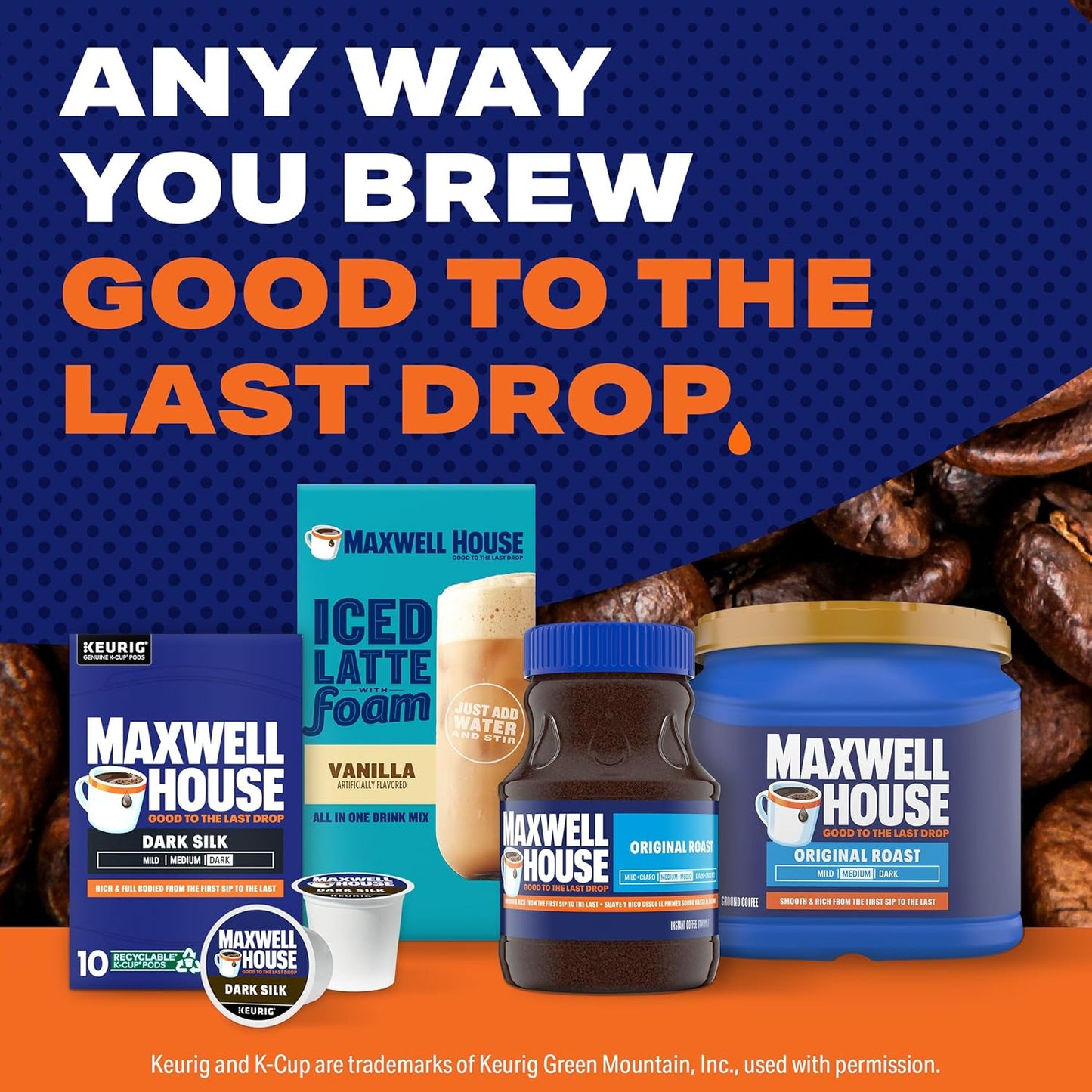Maxwell House Dark Silk Dark Roast K-Cup Coffee Pods, 10 ct Box
