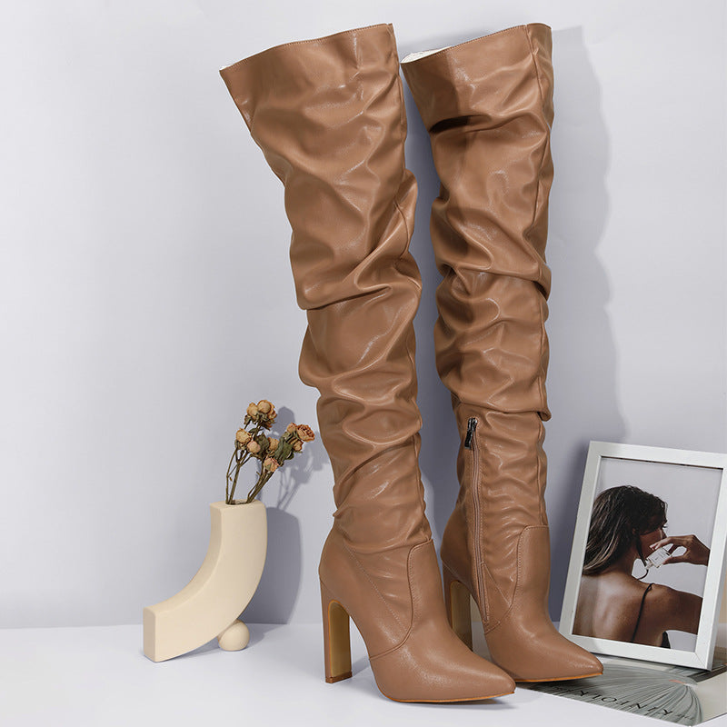 Chunky-heeled Womens Boots With A Side Zipper