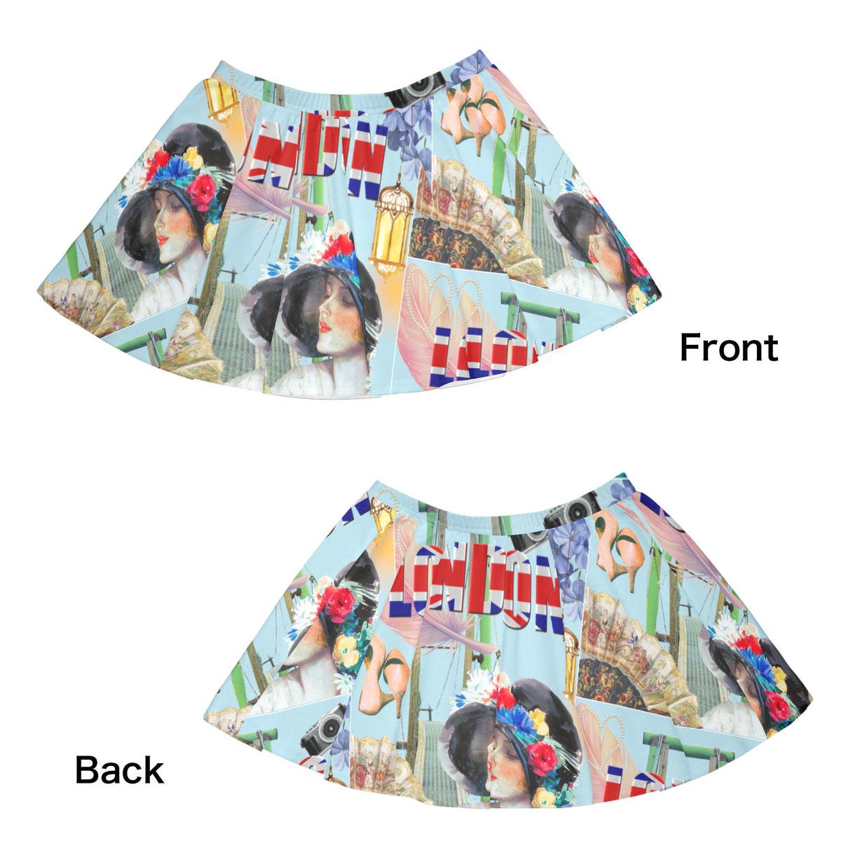 Women's London Fashion All Over Print Mini Skater Skirt