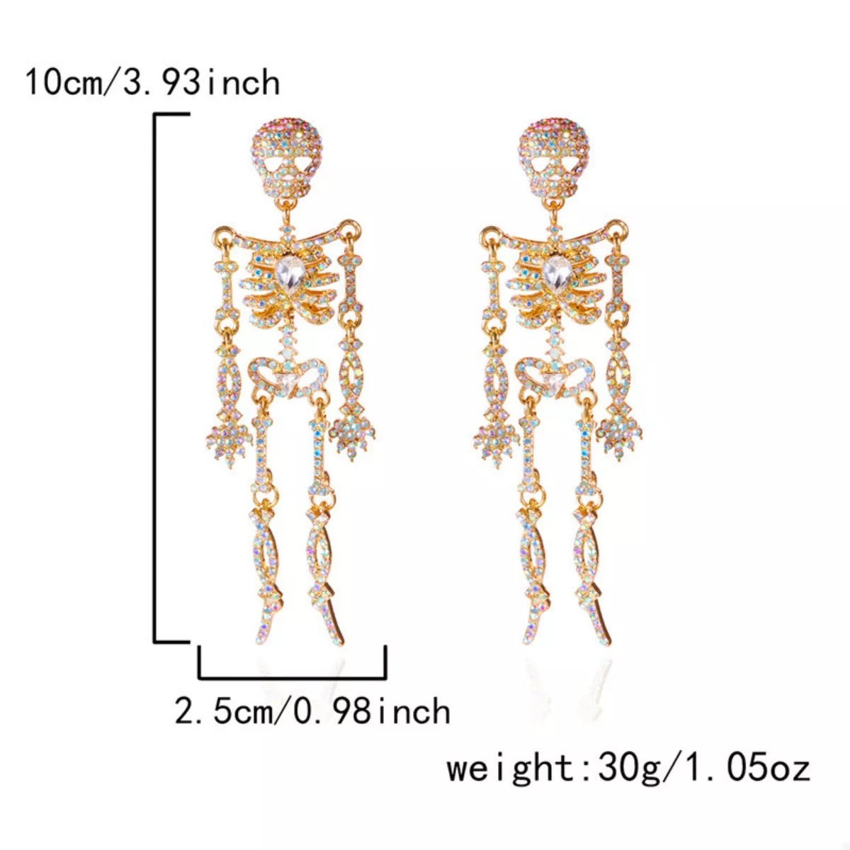 Halloween Skeleton Skull Zircon Drop Earrings