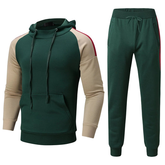 Men's Sport Color-blocked Sweatshirt Sport Casual Set
