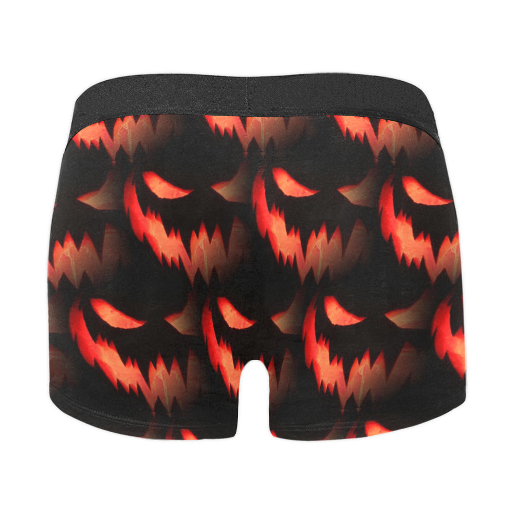 Orange Spooky Face Pattern Men's All Over Print Boxer Briefs (Model L10)