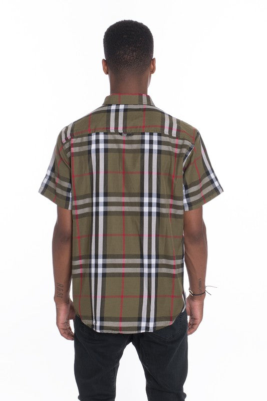 Camisas de cuadros de manga corta informales Weiv para hombre