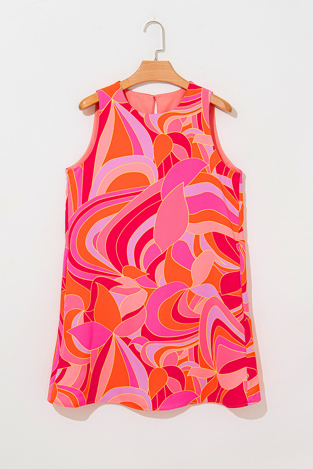 Minivestido recto sin mangas con estampado floral abstracto de rosas