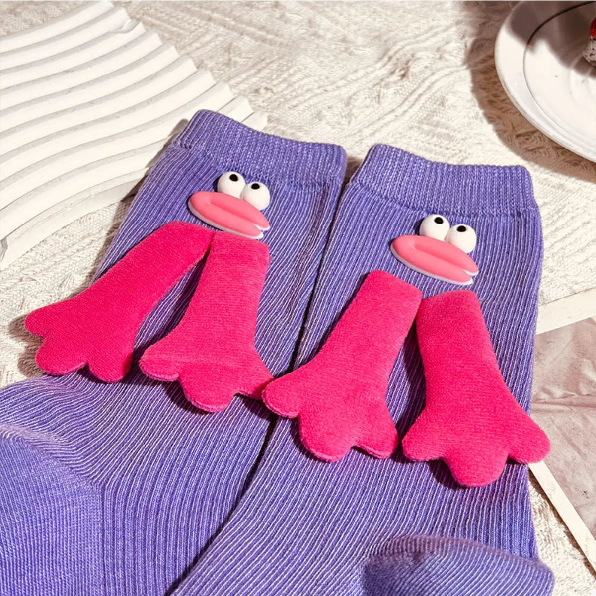 Cartoon Ribbed Knit Crew Socks