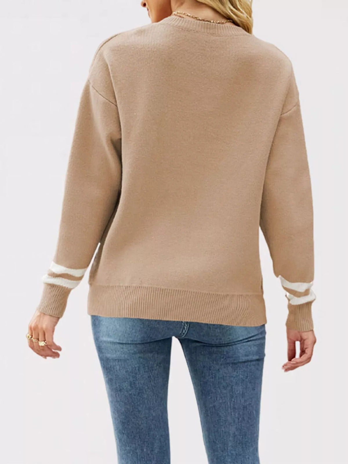 Letter Crew Neck Dropped Shoulder Sweater