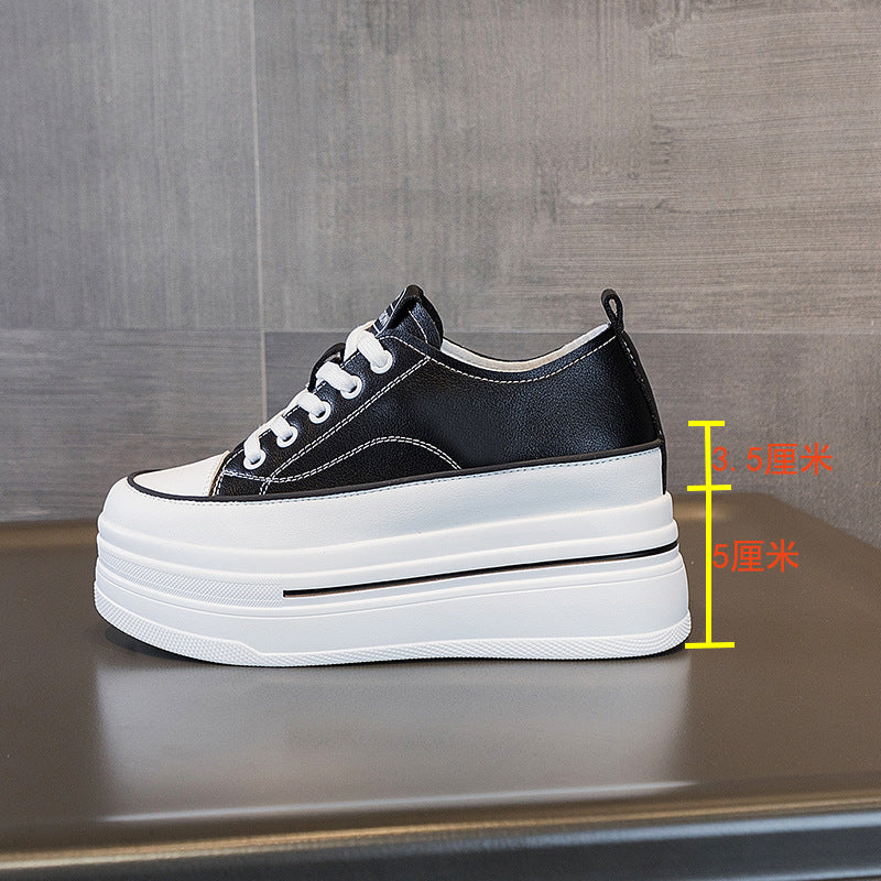 Women's Breathable Leather Platform Sneakers