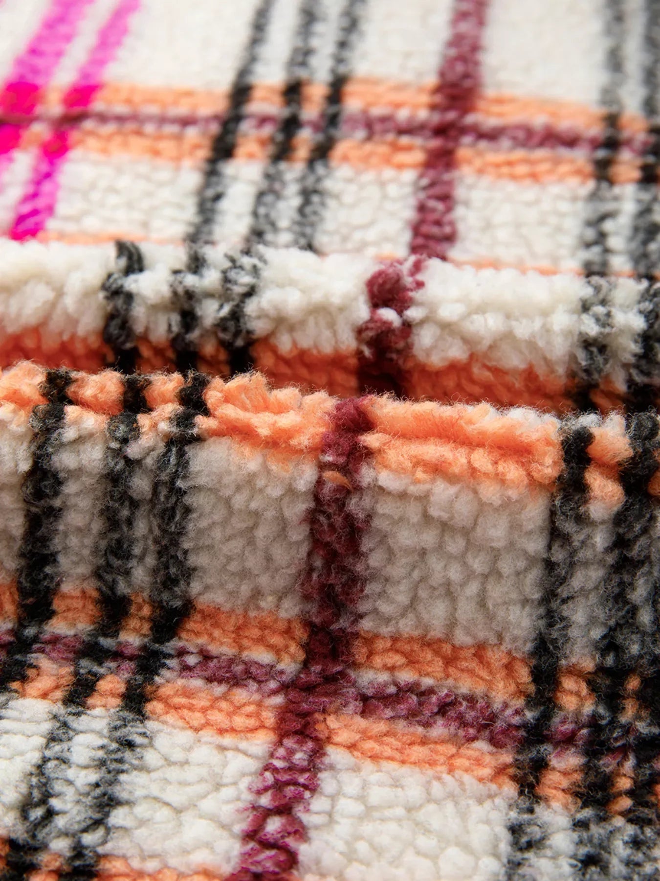 Sherpa Plaid Snap Down Vest Coat