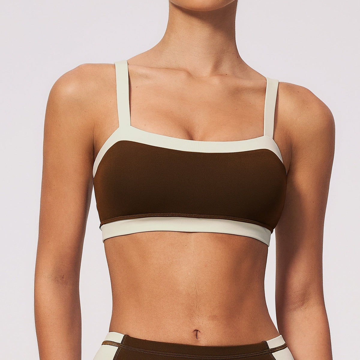 Womens Breathable Sweat Absorbent Color Block Trim Pilates Yoga Bra