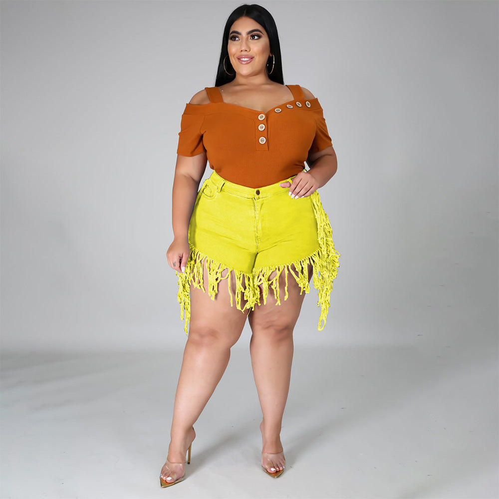 Old High-Waisted Frayed Made Tassels Retro New Style Personality Shorts Female Platform Denim