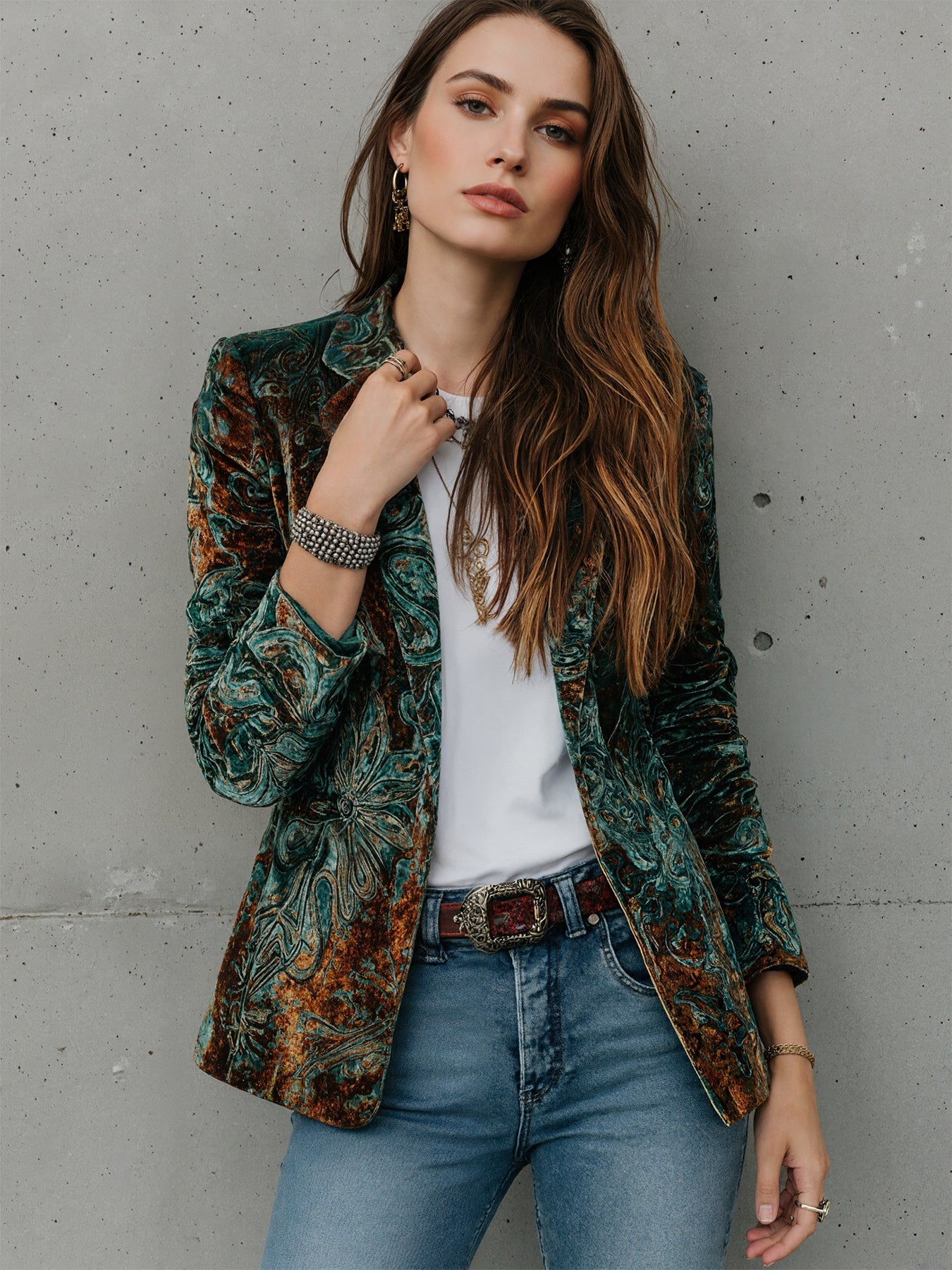 Chaqueta estampada de traje para mujer con forro – Blazer informal para la oficina Otoño Invierno
