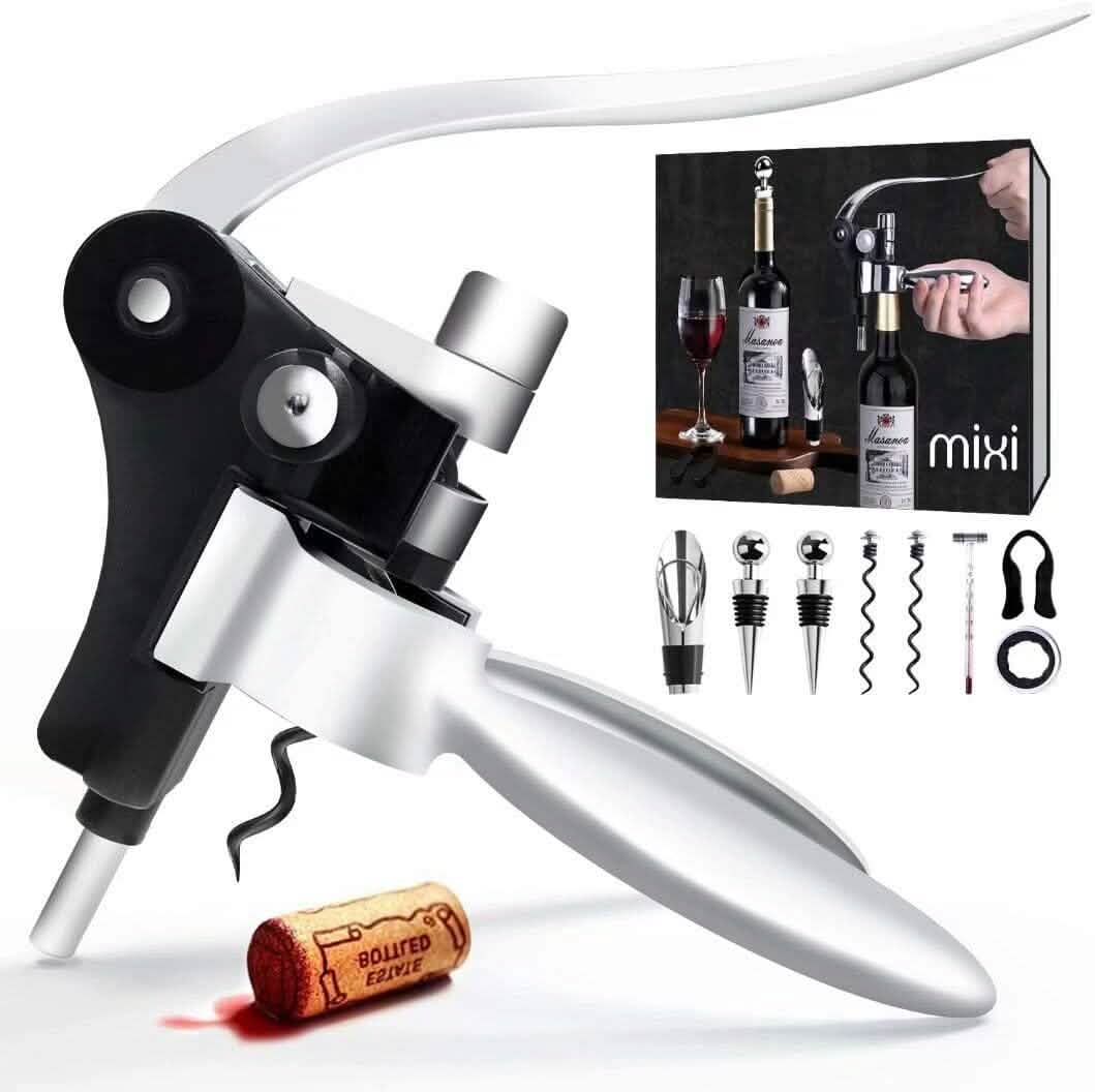 9-Piece Set: Wine Opener Set with Corkscrew, Foil Cutter, Thermometer, Stoppers & More
