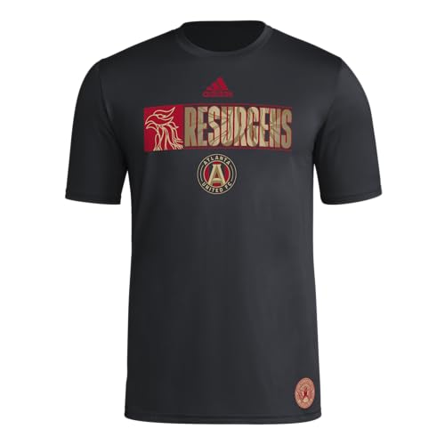 adidas Mens FC Short Sleeve Pre-Game T-Shirt Black/Atlanta United XX-Large