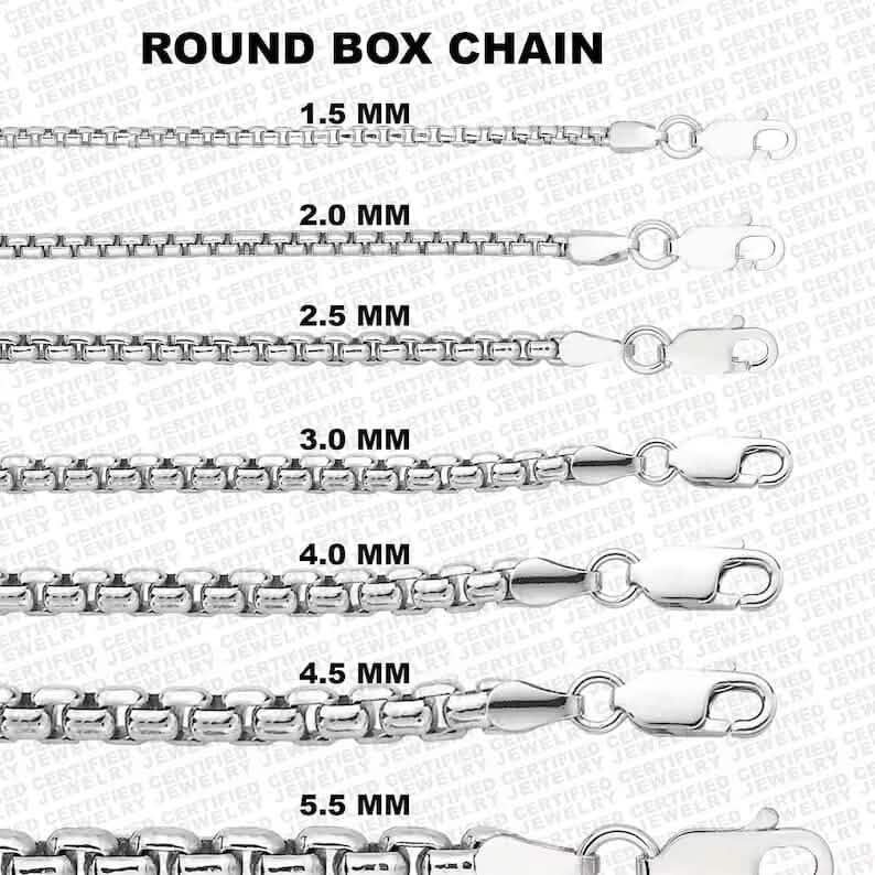 925 Solid Italian Silver Round Box Necklace