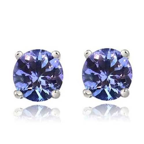 925 Sterling Silver 2.00 Cttw Sapphire Round Cut Studs