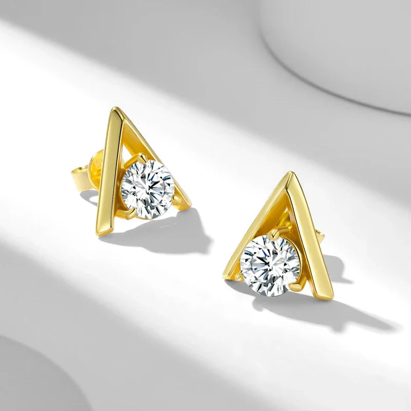 V-Shaped Moissanite Stud Earrings in Sterling Silver