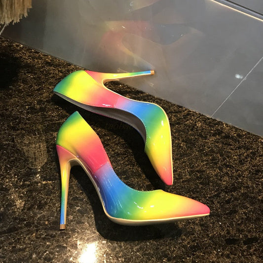 Rainbow super high heels See size chart under “more details”