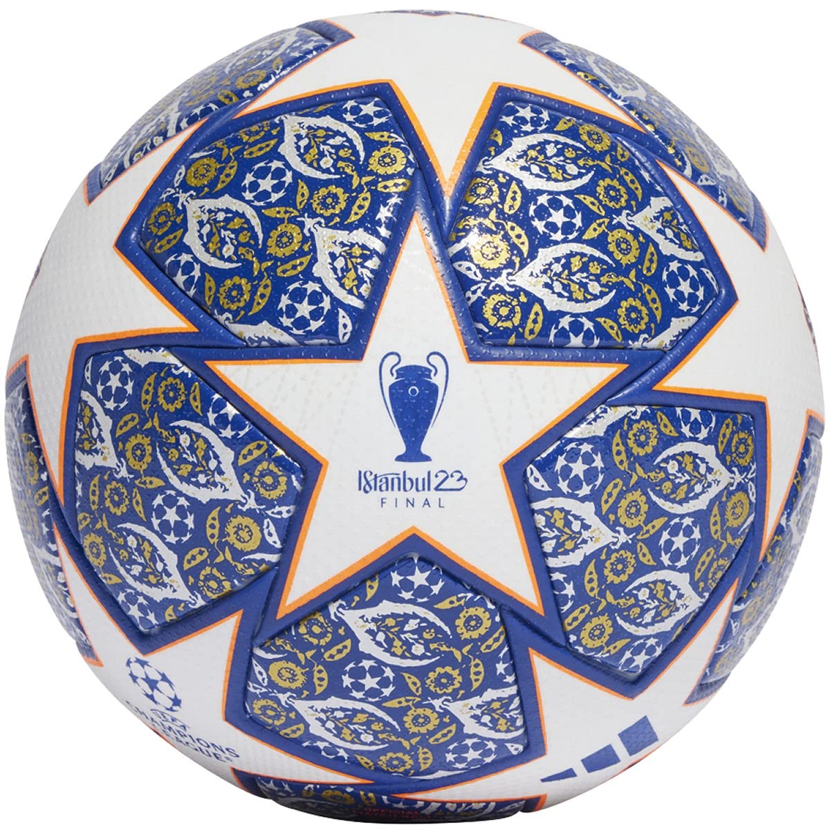 adidas UCL Istanbul Pro Match Ball - Celebrate Istanbuls Legacy with a High-Performance Ball White/Team Royal Blue/Solar Orange/Silver MET. Size 5