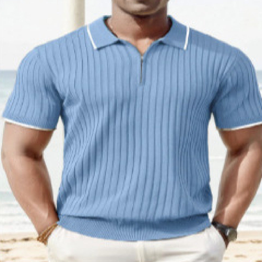 Camisa Polo de Moda para Hombre, Cuello V, Camiseta de Negocios