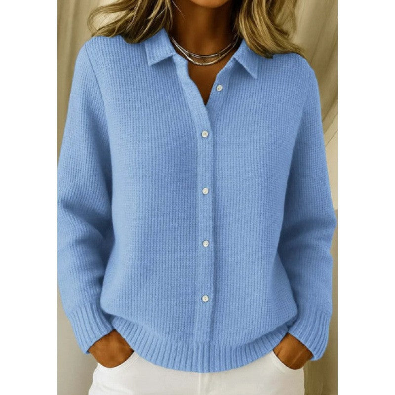 Casual Fashion Button Knitted Lapel Sweater For Women Long Sleeve Knitted Sweaters Tops Winter Jumper