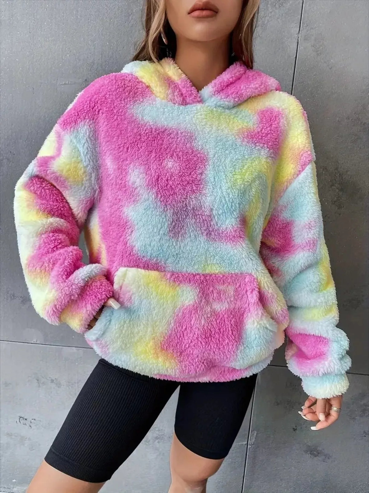 Tie-Dye Plush Fleece Hoodie