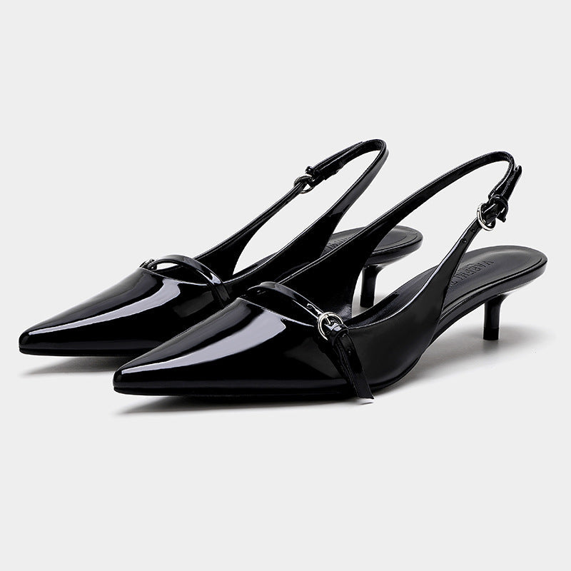 Wine Red Retro Style Pointed-Toe Sandals