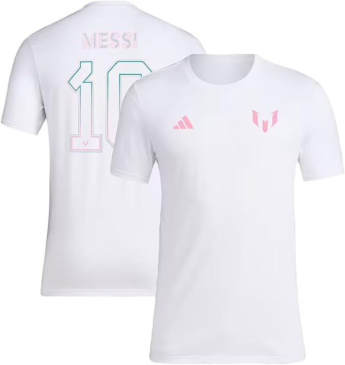 adidas Kids Lionel Messi X Miami Collection Tees Celebrate Messis Arrival to Miami. Bienvenido a Miami Messi (as1 Alpha s Regular #10 Miami - White)