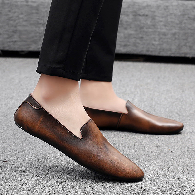 Leather Men's Loafers Low Top Leather Shoes Casual