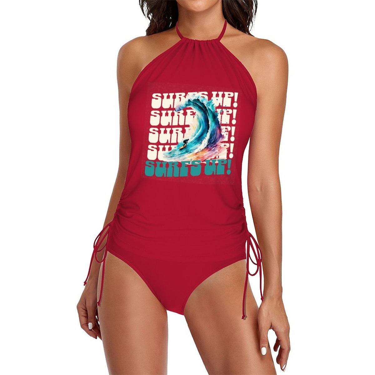 Surf's Up Halter Neck 2-Piece Swimsuit (Front Printing)