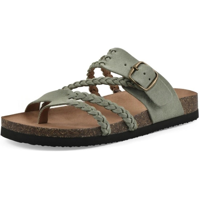 Woven Strappy Flat Loafers