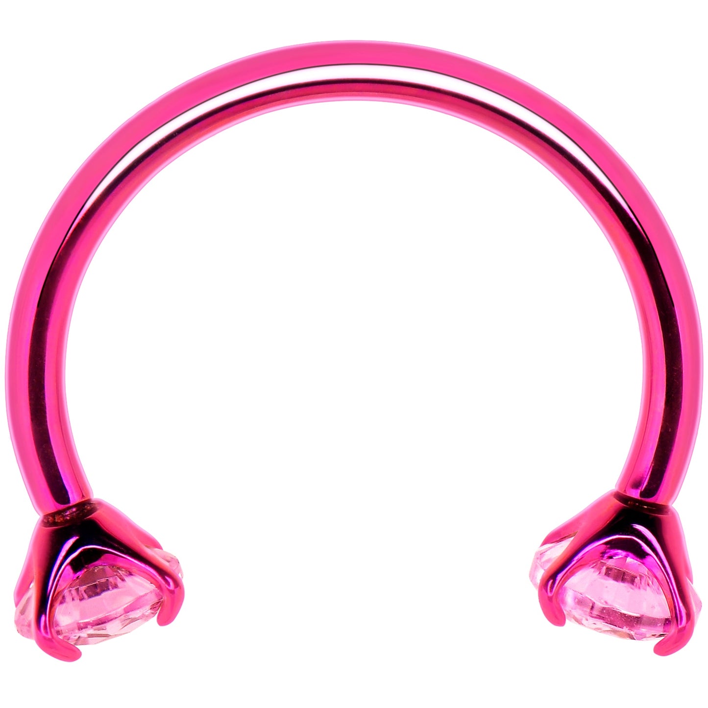 Piercing de nariz con herradura de doble gema rosa - Titanio sólido anodizado