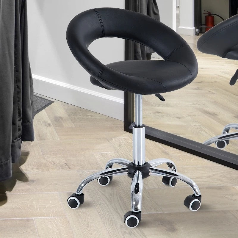 Taburete de silla de salón de masaje giratorio hidráulico ajustable de silla de montar negra