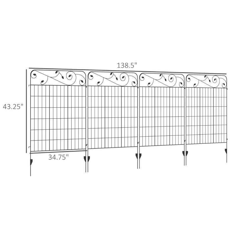 Barrera para animales de panel de celosía plegable de acero, paquete de 4