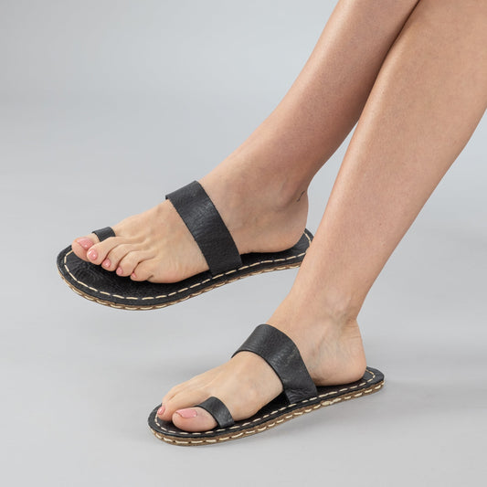 Women's Black Barefoot Thong Sandals