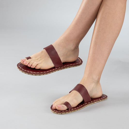Women's Red Barefoot Thong Sandals