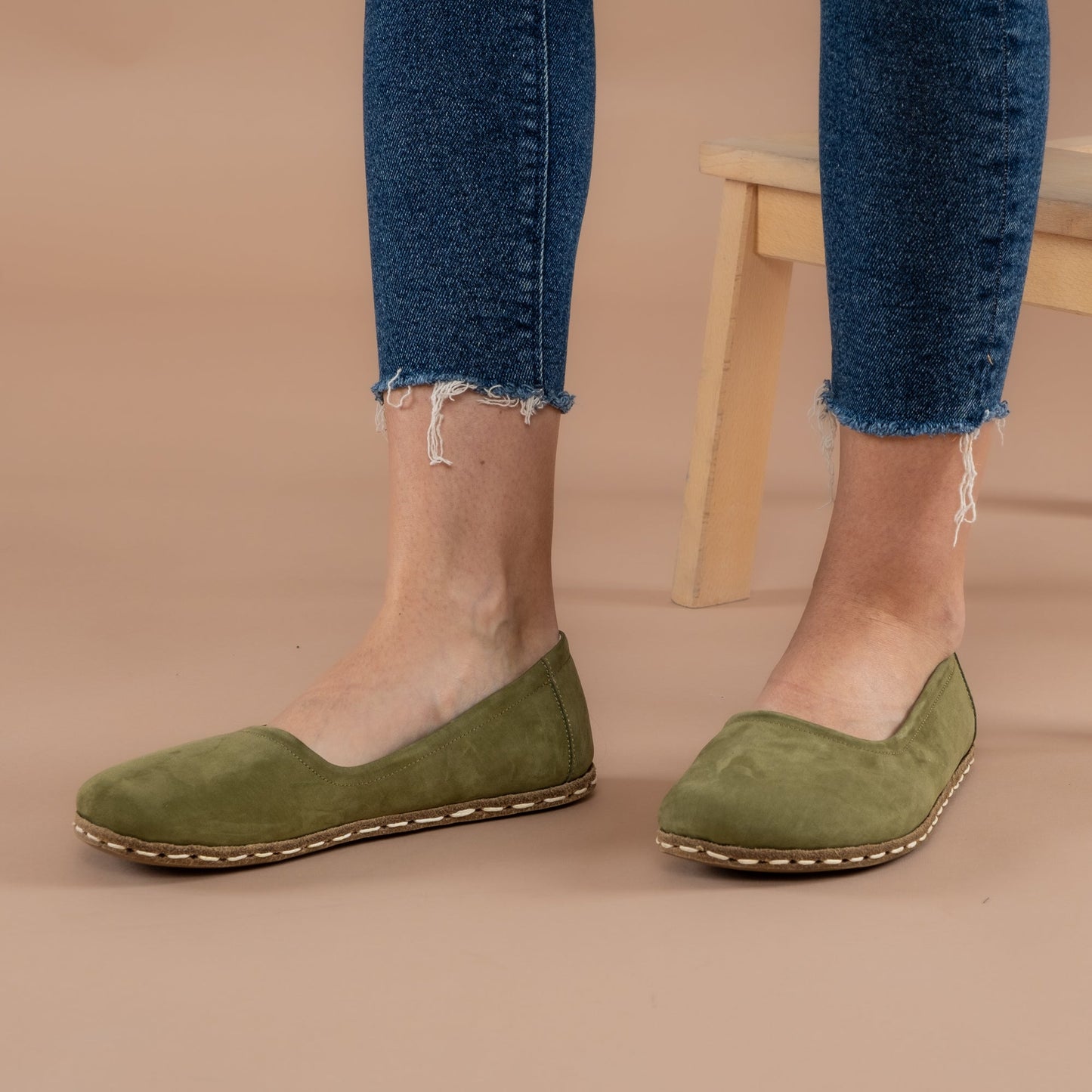 Women's Olive Green Barefoot Ballet Flats