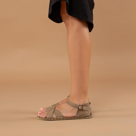 Women's Tan Criss-Cross Barefoot Sandals