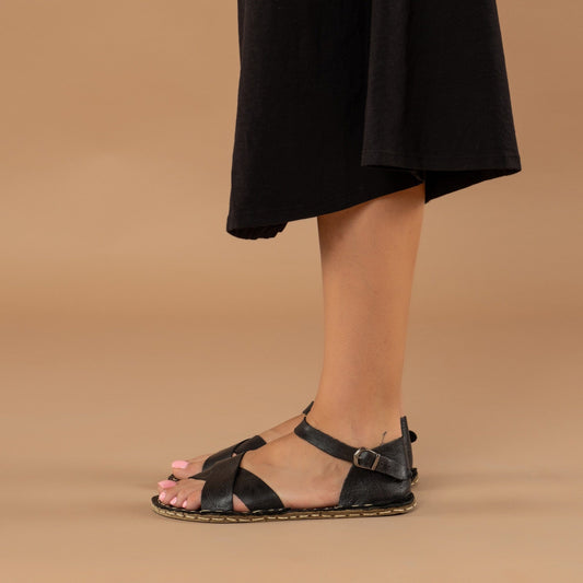 Women's Black Criss-Cross Barefoot Sandals
