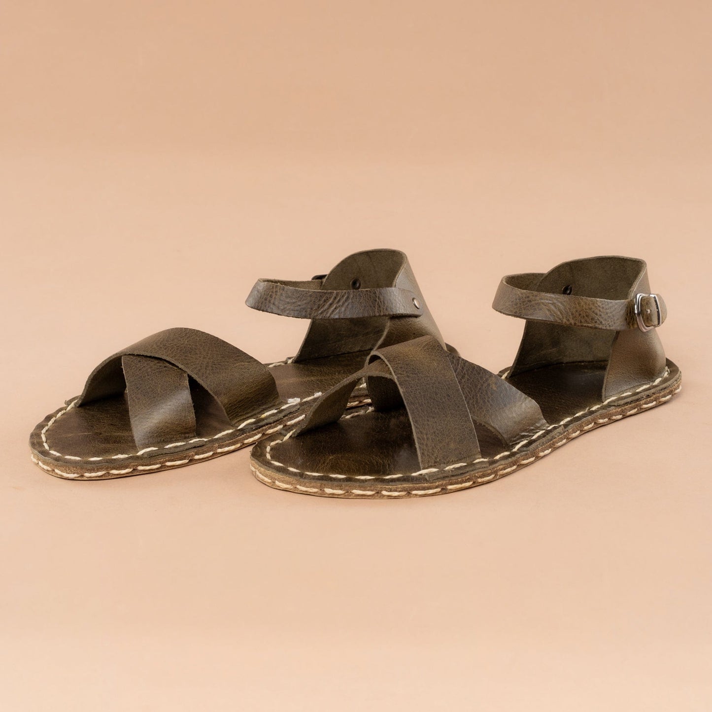 Women's Green Criss-Cross Barefoot Sandals